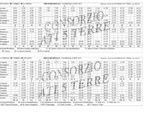 Train Timetable (from November 6, 2023)