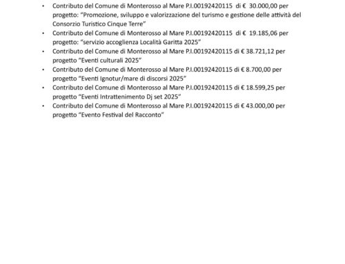 Trasparenza aiuti/contributi anno 2025